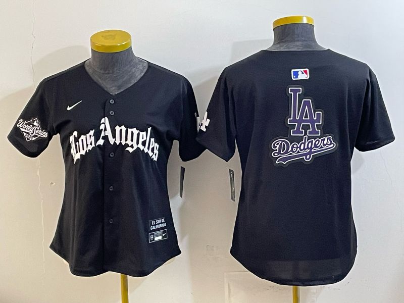 Women 2026 Los Angeles Dodgers Blank Black Game Nike MLB Jersey style 0025